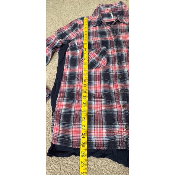 Free People Plaid Front Floral Back Flannel Shirt Size XSMALL Women's XS - Picture 6 of 6